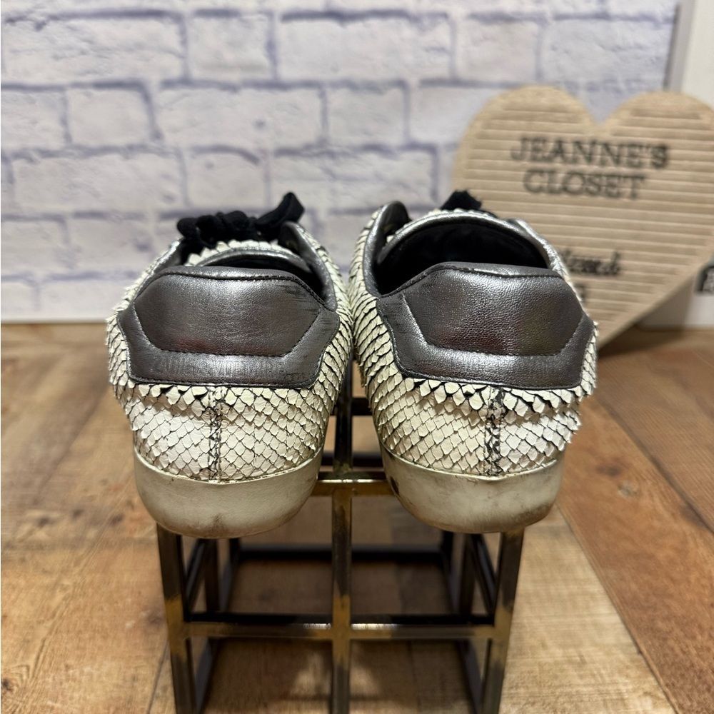 Zadig & Voltaire White Leather Snakeskin Sneakers shoes EU 38 US 7 WOMENS - Picture 5 of 16